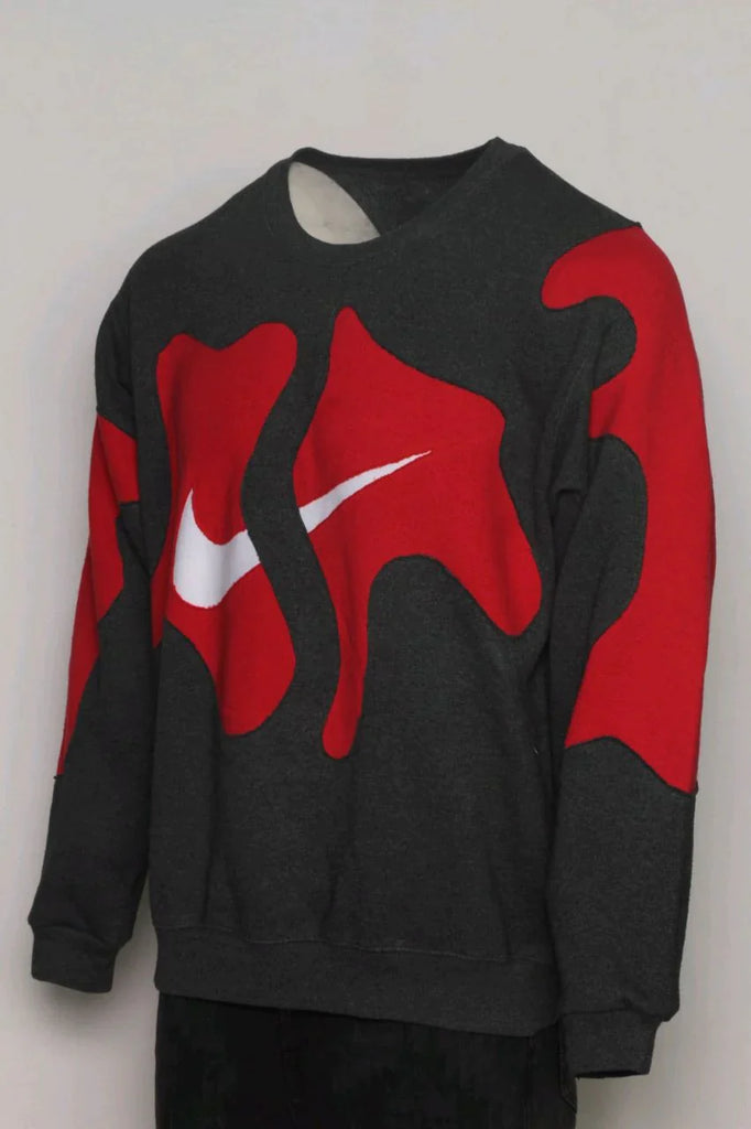 Reworked Nike Sweatshirt With Red Patches