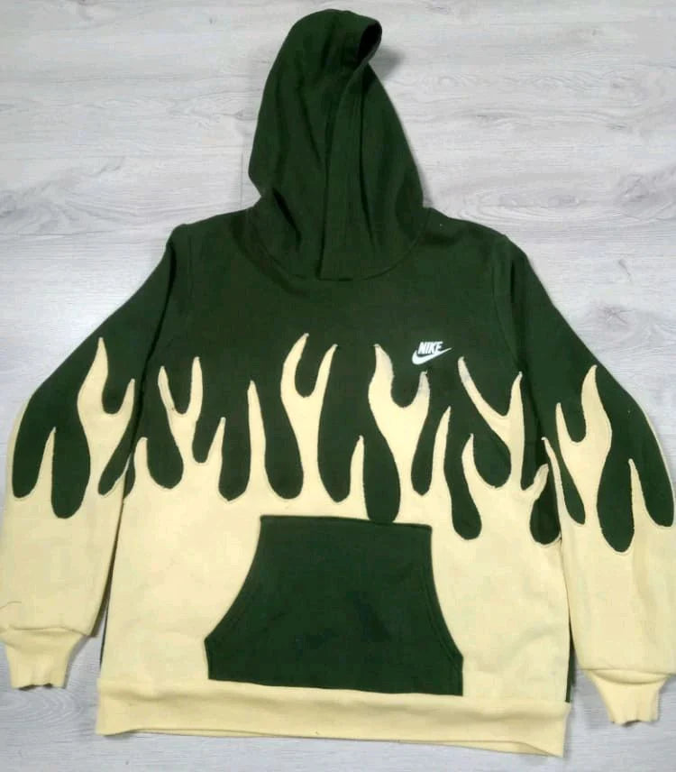 Reworked Branded Fashion Forward Flame Hoodies