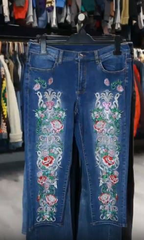 Fancy Embroidered and Beaded Mix Jeans