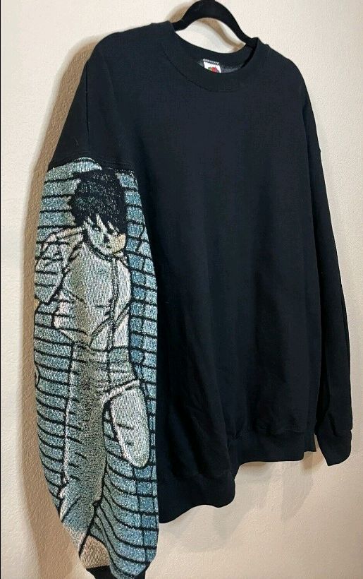 CR306 Reworked Round Neck Men's Sweatshirt with Darri Printed Sleeves