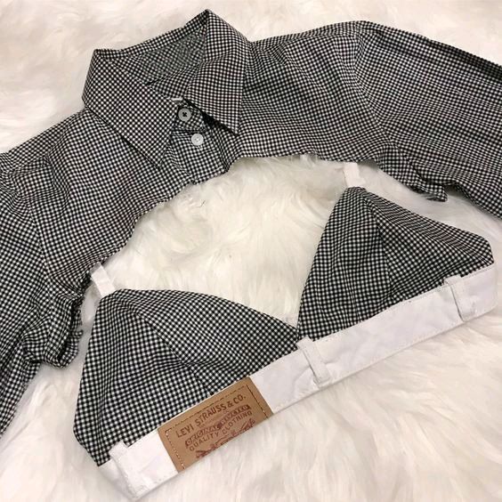 CR887 Reworked Checker Halter Top With Upper Blouse