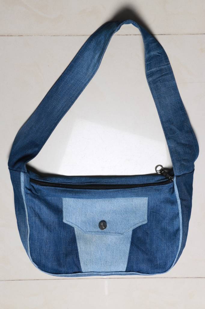 CR978 Ladies Reworked Jean Fabric Handbag