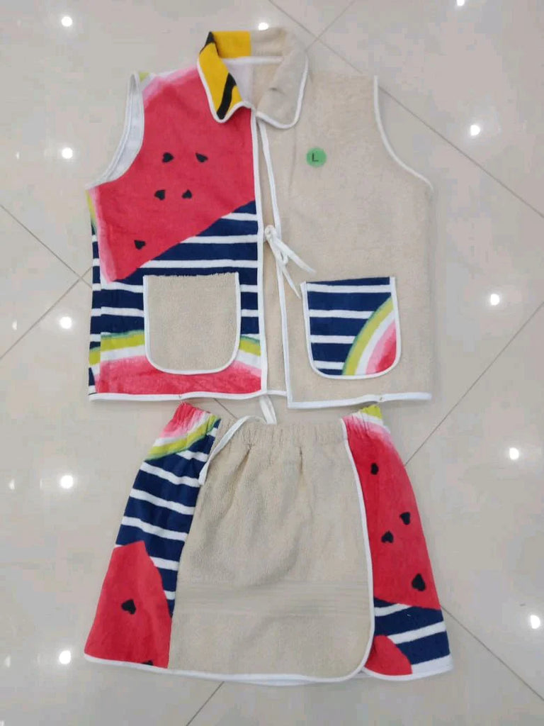 CR8 Reworked Vibrant Pattern Towel Beachwear Set