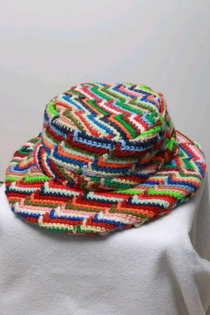 CR0269 Reworked Knitted long Coat with Bucket Hat