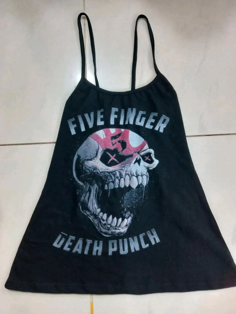 CR1022 Reworked Famous Music Band Printed Backless Top