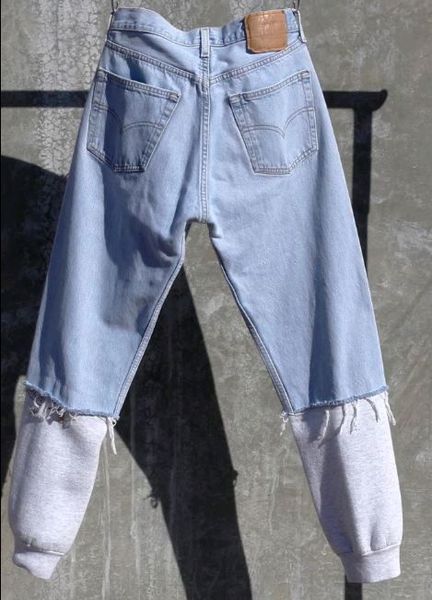 CR888 Reworked Denim Jeans Top With Knitted Trouser