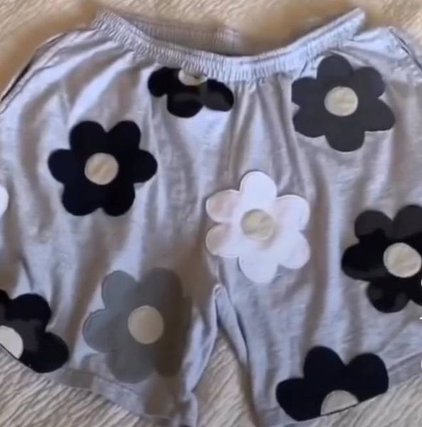 CR844 Unisex Reworked Branded Floral Prints Shorts