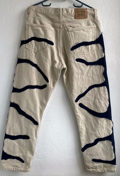 Reworked Men Spider Web Pattern Trouser