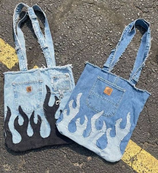 Reworked Flame Hobo Bags made using Carhartt, Lee, Levis and Wrangler Vintage Pants