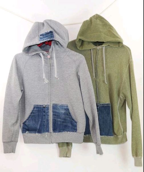 CR702 Reworked Men's Denim Pocket Zip Hood