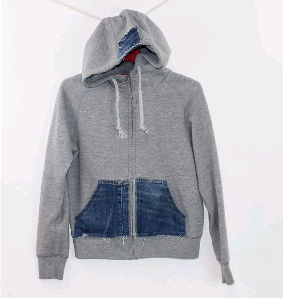 CR702 Reworked Men's Denim Pocket Zip Hood