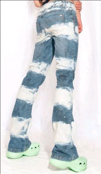CR889 Unisex Reworked Striped Bleach Jeans