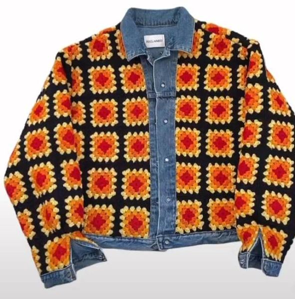 CR891 Reworked Reversible Crochet Denim Jacket for Ladies