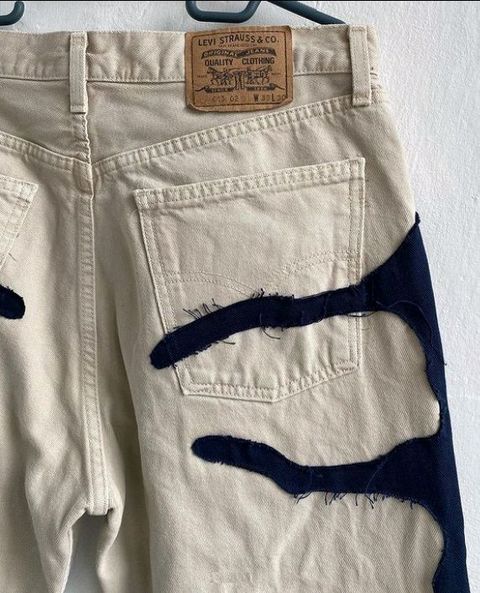 CR982 Reworked Men Spider Web Pattern Trouser
