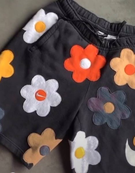 CR844 Unisex Reworked Branded Floral Prints Shorts