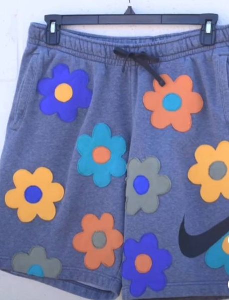 CR844 Unisex Reworked Branded Floral Prints Shorts