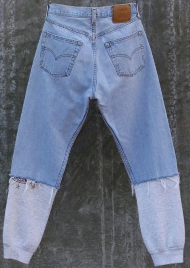 CR888 Reworked Denim Jeans Top With Knitted Trouser