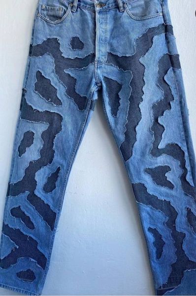 CR654 Reworked Flash Contrast Panel Jeans for Men