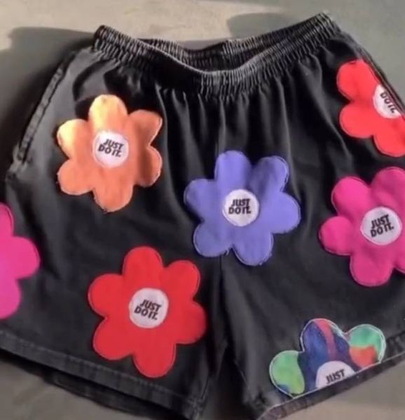 CR844 Unisex Reworked Branded Floral Prints Shorts