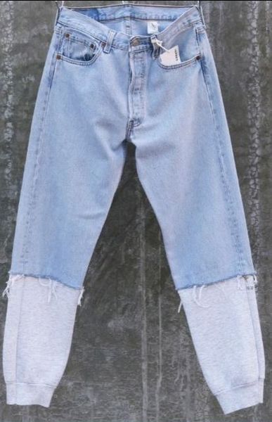CR888 Reworked Denim Jeans Top With Knitted Trouser