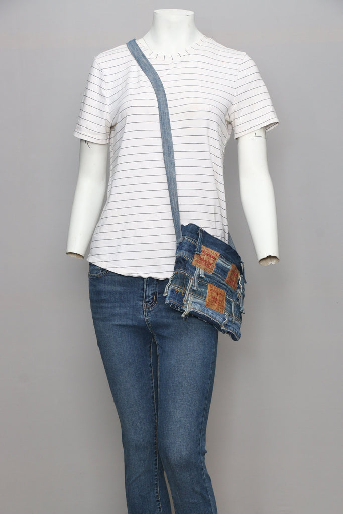 CR069 Reworked Denim Hobo Levisvintage Look Handbag