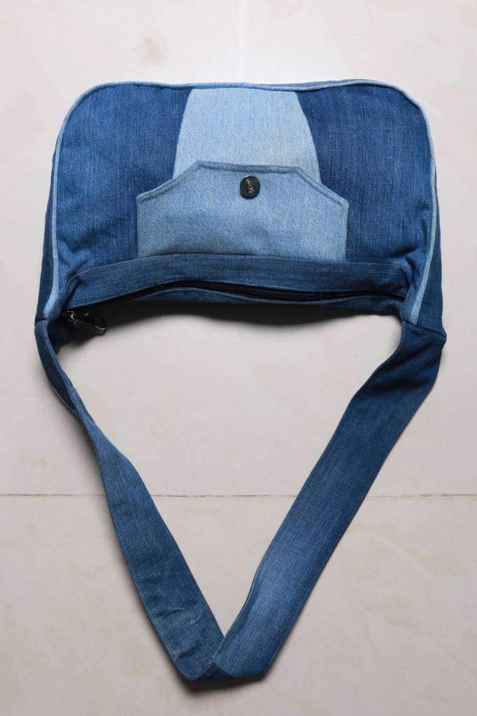 CR978 Ladies Reworked Jean Fabric Handbag