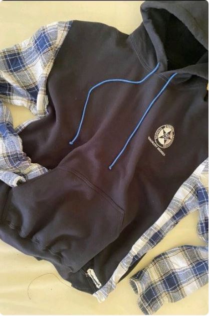 CR395 Reworked Branded Men Hoodie with Checkered Sleeves