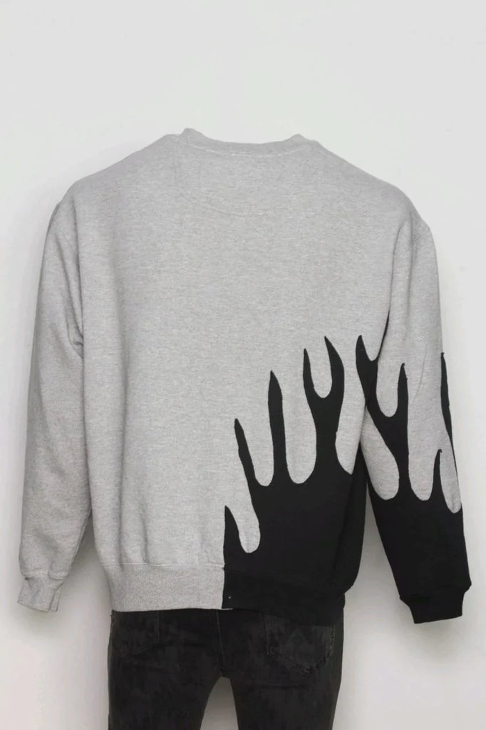 CR196 Reworked Unisex Round Neck Flame Pattern Sweatshirt