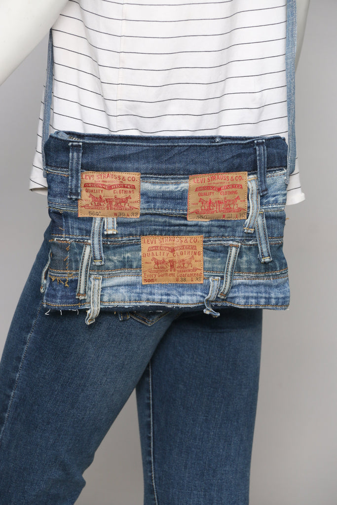 CR069 Reworked Denim Hobo Levisvintage Look Handbag