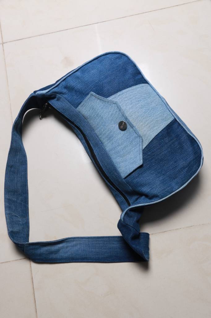 CR978 Ladies Reworked Jean Fabric Handbag