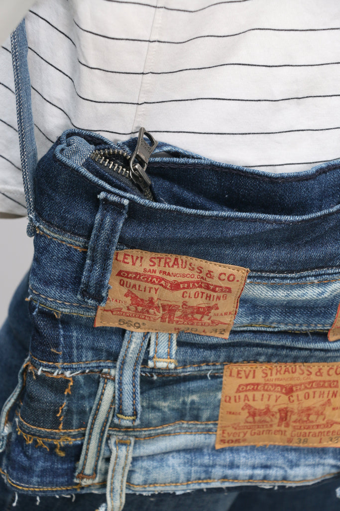 CR069 Reworked Denim Hobo Levisvintage Look Handbag