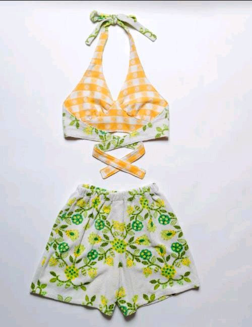 CR48 Reworked Halter Blouse and Shorts Matching Set